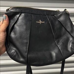 Cole Hann Black Leather Crossbody Bag with Sleek Design